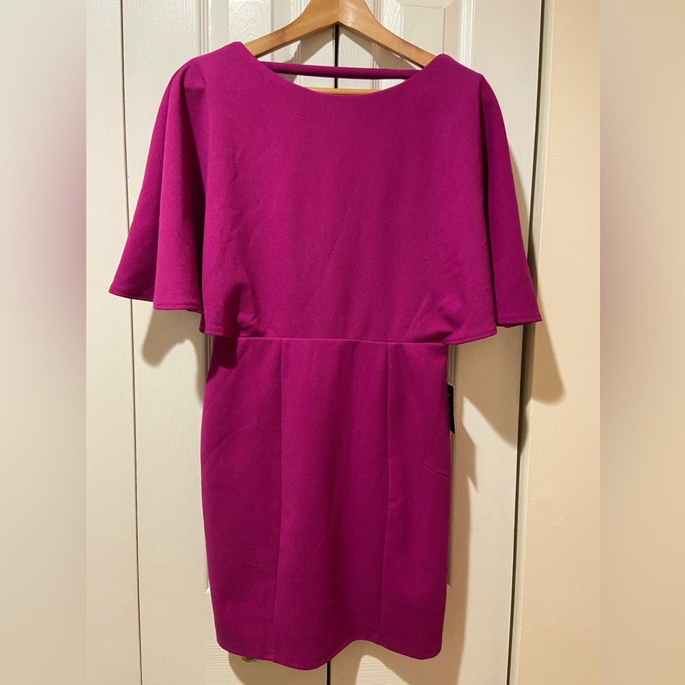 NWT~Lulus~Sexy Backless Magenta Cape Sleeve Mini